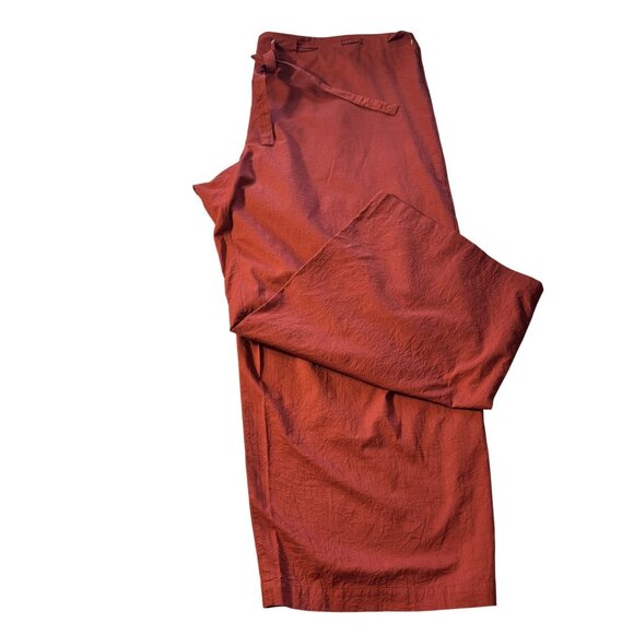 Eileen Fisher Pants - Eileen Fisher Size XL Rust Red Tie Waist Cropped Pants